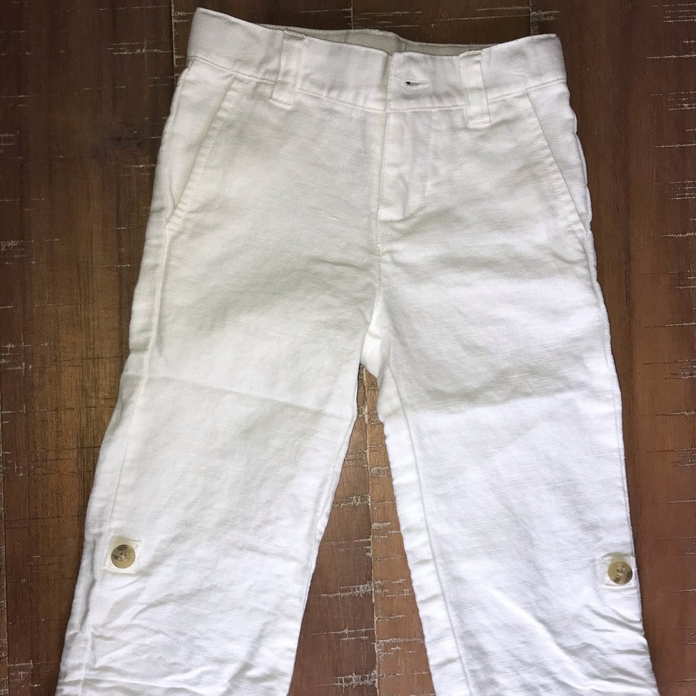 Janie And Jack 18-24 mo crisp white linen pants